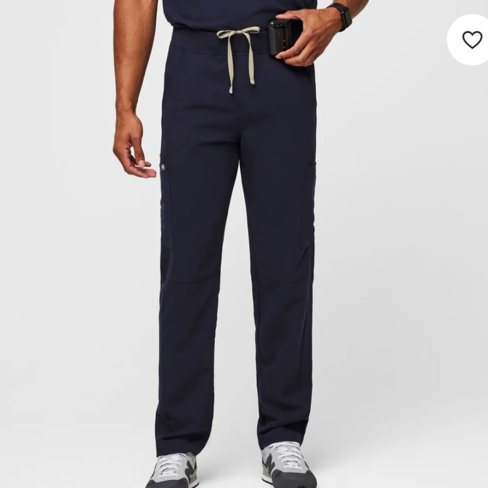 Figs Scrubs pants Axim Cargo Navy Blue Tie Elastic Waist Size L